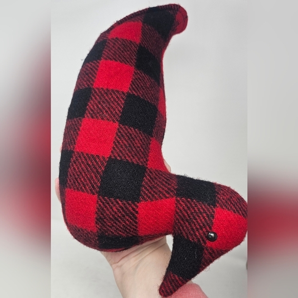 Vintage Woolrich 12" Red/black Plaid Striped Duck Pillow Doorstop EUC - Picture 5 of 11
